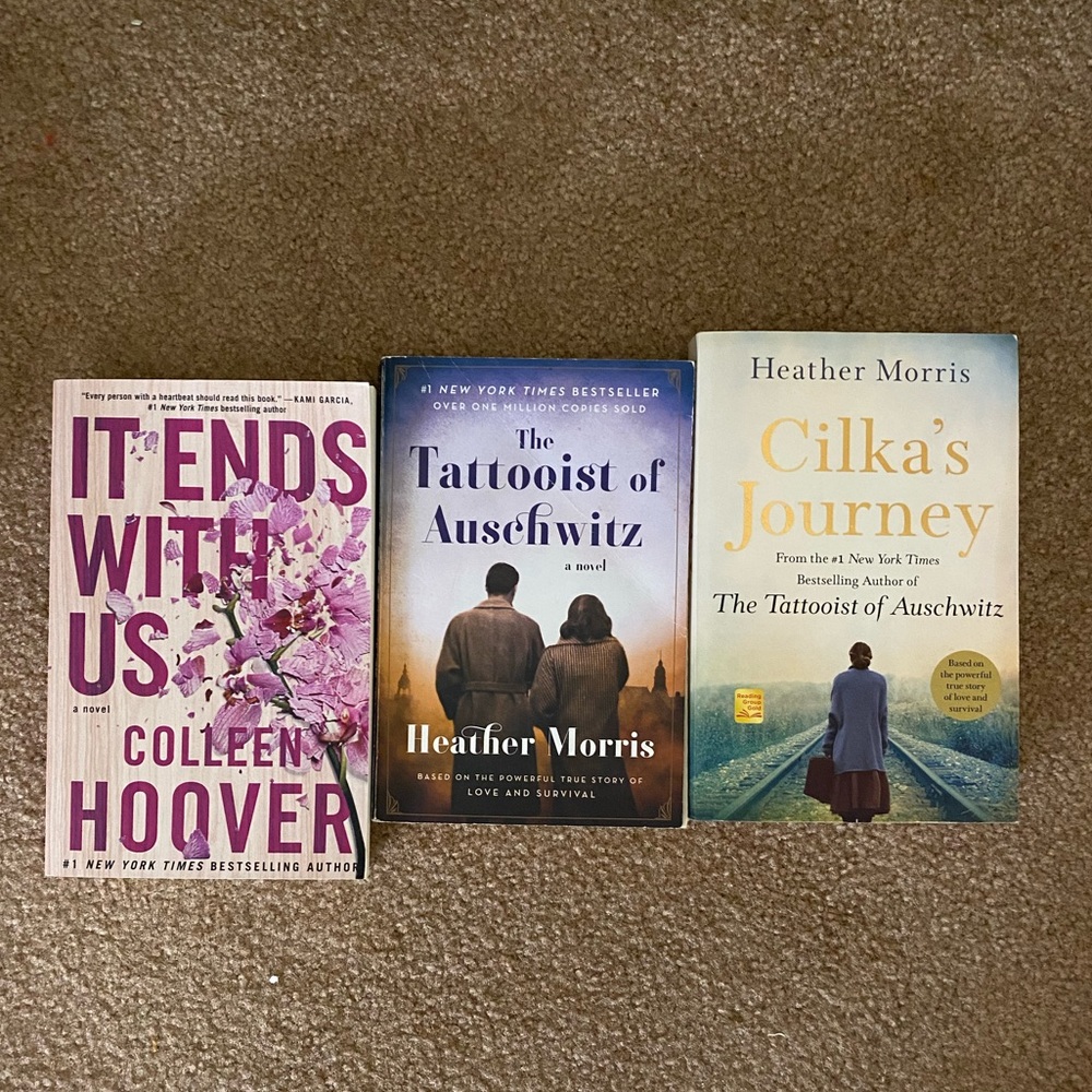 Books: It Ends with Us, The Tattooist of Auschwitz, Cilka’s Journey